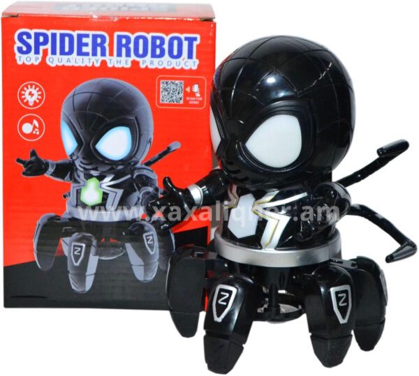 Լուսային և ձայնային էֆֆեկտներով ռոբոտ սև Spider-Man