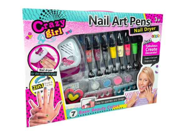 eng pl Large Nail Painting Kit Dryer Pens Glitters 12192 4