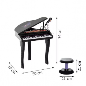 Մանկական սև դաշնամուր աթոռակով և բարձրախոսով