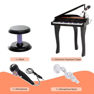 Մանկական սև դաշնամուր աթոռակով և բարձրախոսով