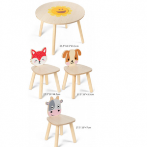 Փայտե սեղան 3 աթոռով