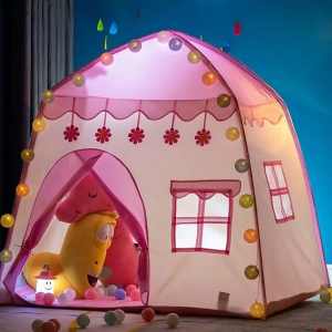 Վարդագույն վրան – տնակ ծաղիկներով