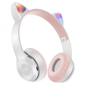 Մանկական սպիտակ ականջակալ փիսիկի ականջներով