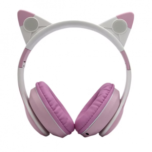 Մանկական վարդագույն ականջակալ փիսիկի ականջներով