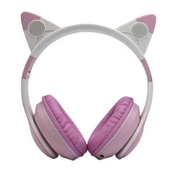 Մանկական վարդագույն ականջակալ փիսիկի ականջներով