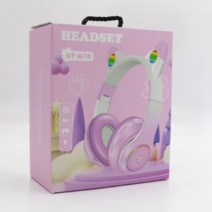 Մանկական վարդագույն ականջակալ փիսիկի ականջներով