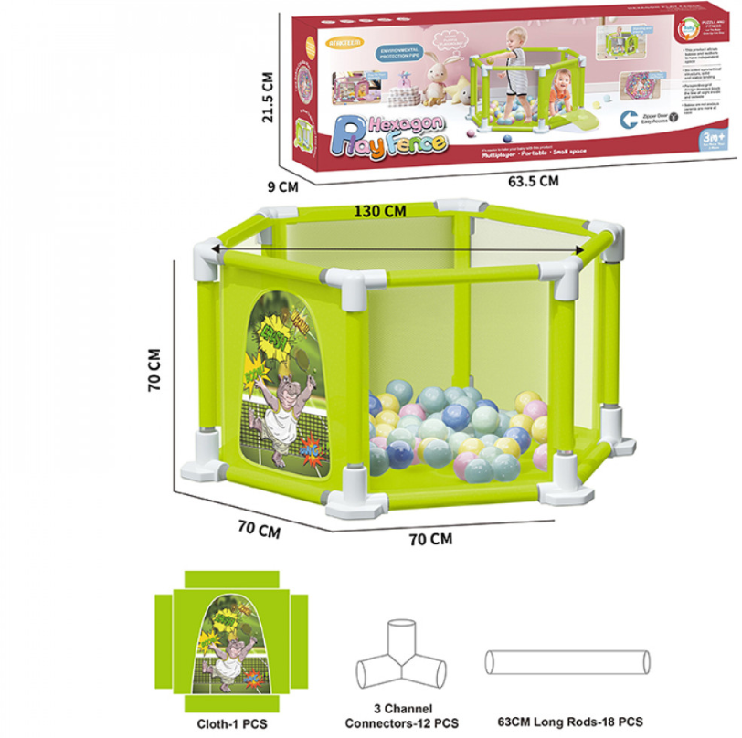 Մանկական վեցանկյուն մանեժ գնդակներով