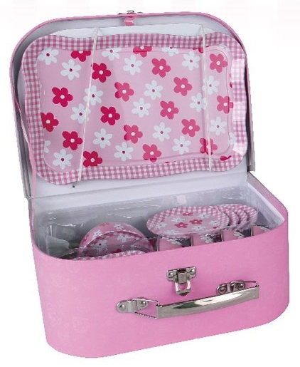 Մանկական թեյի սպասքի վարդագույն ճամպրուկ